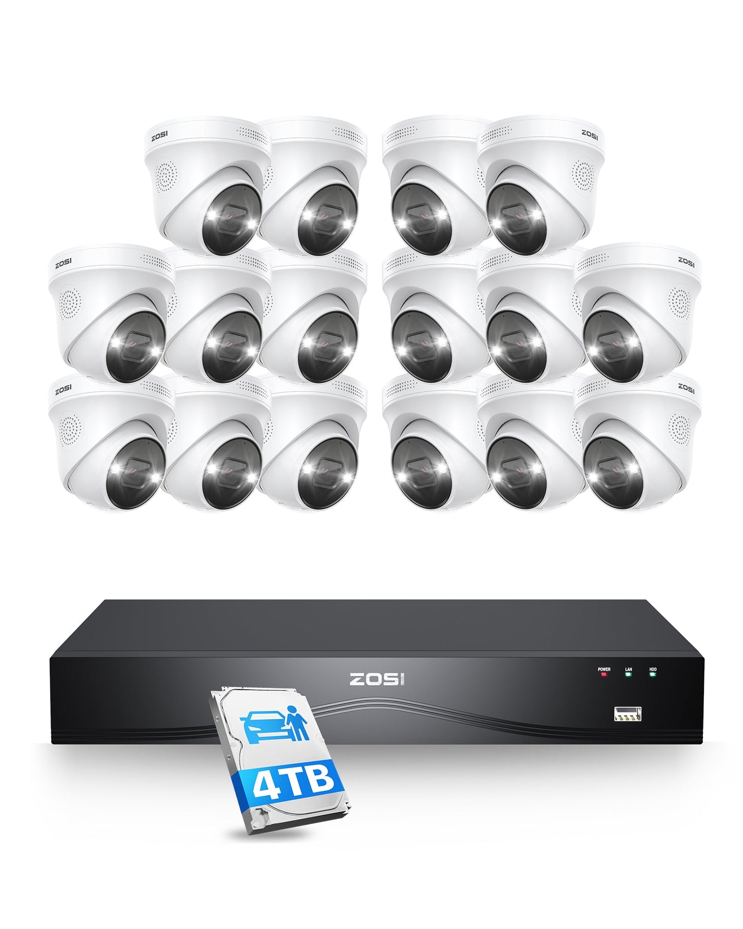 C225 4K 16CH Security System(32-Camera Capable) + 4TB HDD + Optional Dual Hard Drive Zosi