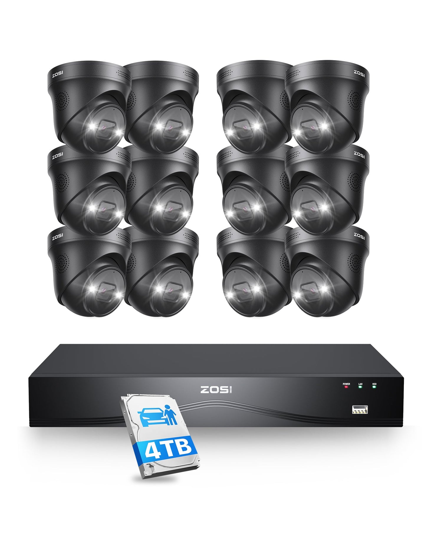 C225 4K 16CH Security System(32-Camera Capable) + 4TB HDD + Optional Dual Hard Drive Zosi