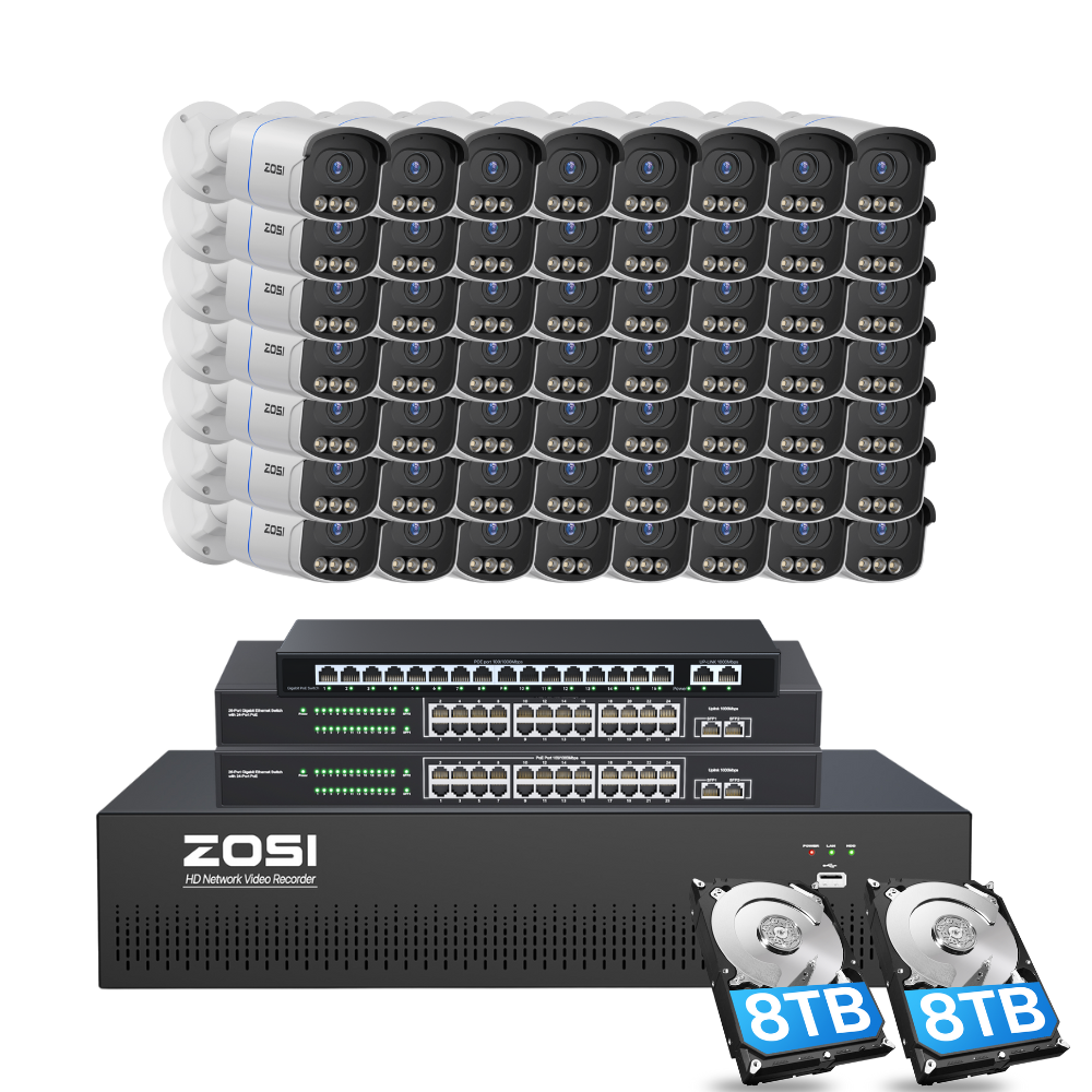 C186A 64 Channel 4K PoE Security Camera System for Business + Include 16TB HDD