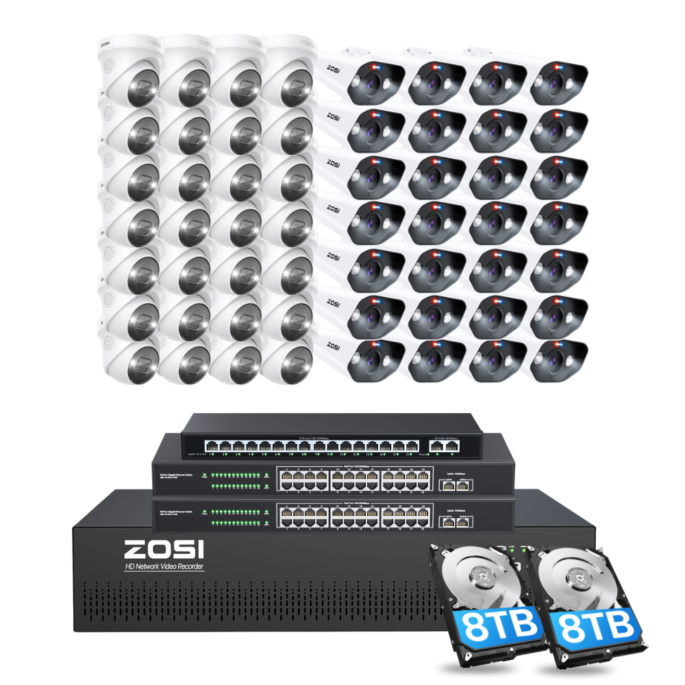 C182/C225 64 Channel 4K PoE Security Camera System for Business + Include 16TB HDD