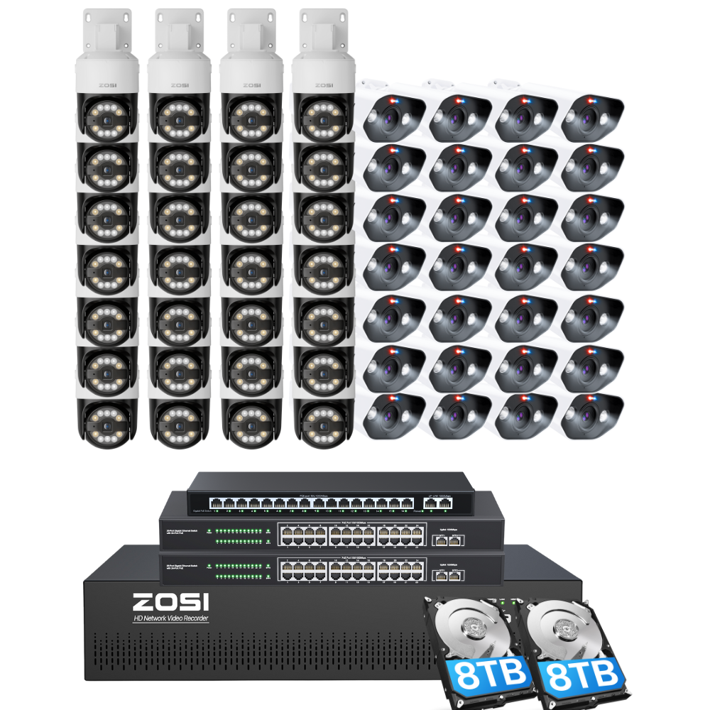 C296/C182 64 Channel PTZ 4K PoE Security Camera System for Business + Include 16TB HDD