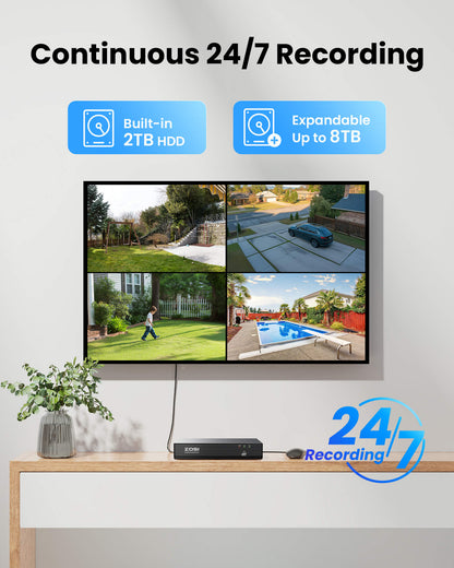 C296B 4K PTZ Security System + Up to 8 Cameras + 2TB / 4TB Hard Drive Zosi