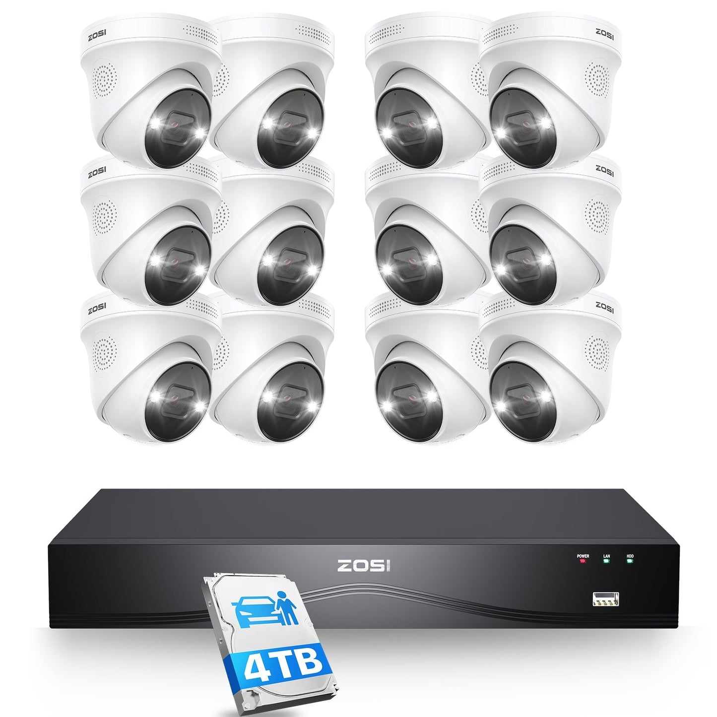 C225 4K 16CH Security System(32-Camera Capable) + 4TB HDD + Optional Dual Hard Drive Zosi