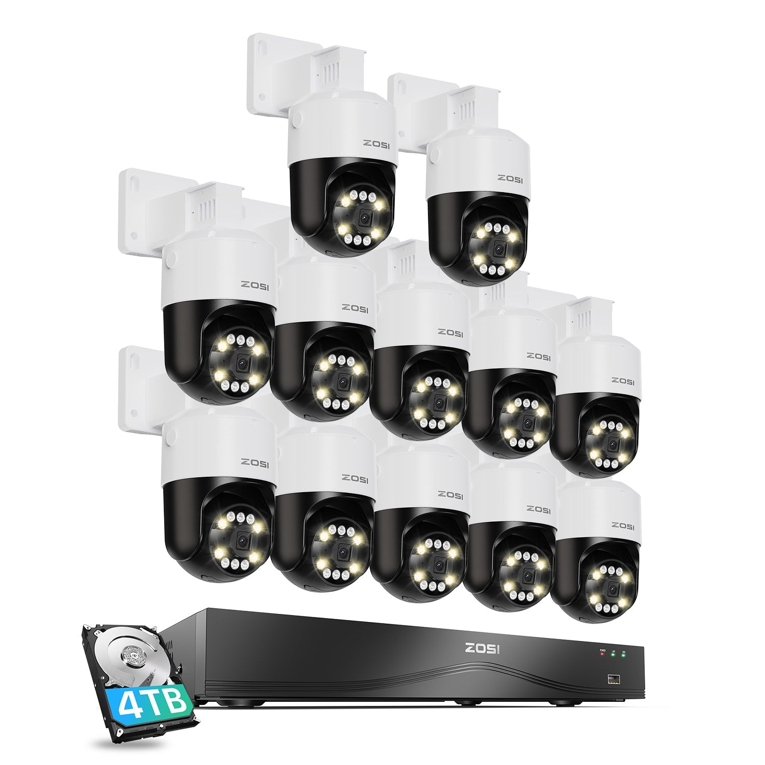 C296B 4K 16 Channel Pan-Tilt PoE Security System(32CH Expandable) + Up To 16TB HDD Zosi
