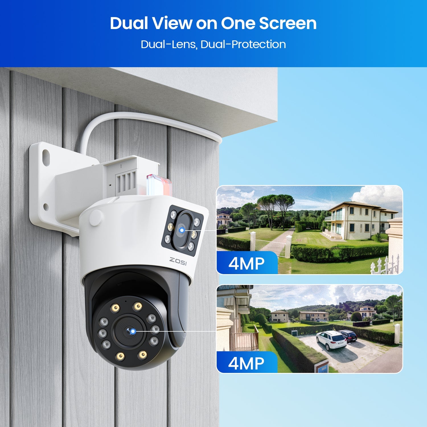 C225/C298 4K Dual Lens Security Camera System(32CH Expandable) + 4TB Hard Drive Zosi