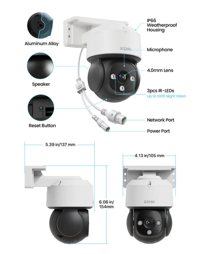 C290 64 Channel PT 4K PoE Security Camera System for Business + Include 16TB HDD