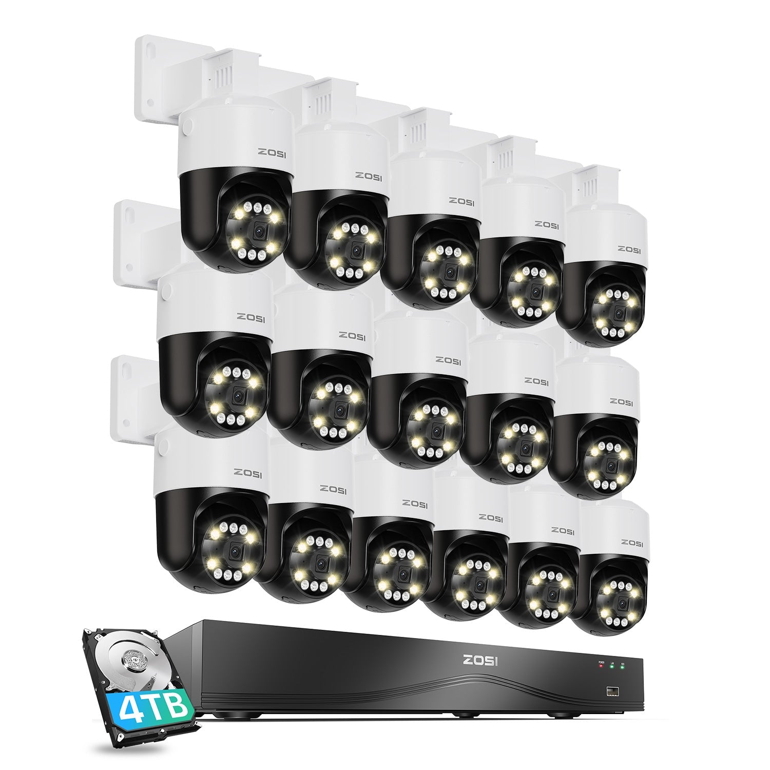 C296B 4K 16 Channel Pan-Tilt PoE Security System(32CH Expandable) + Up To 16TB HDD Zosi