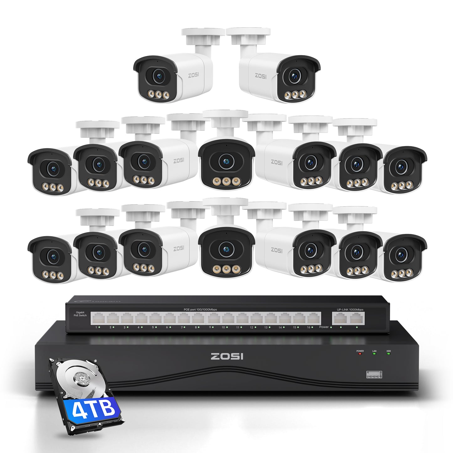 C186A 32 Channel 4K PoE Security System with True Color Night + Up To 16TB HDD