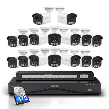 C186A 32 Channel 4K PoE Security System with True Color Night + Up To 16TB HDD