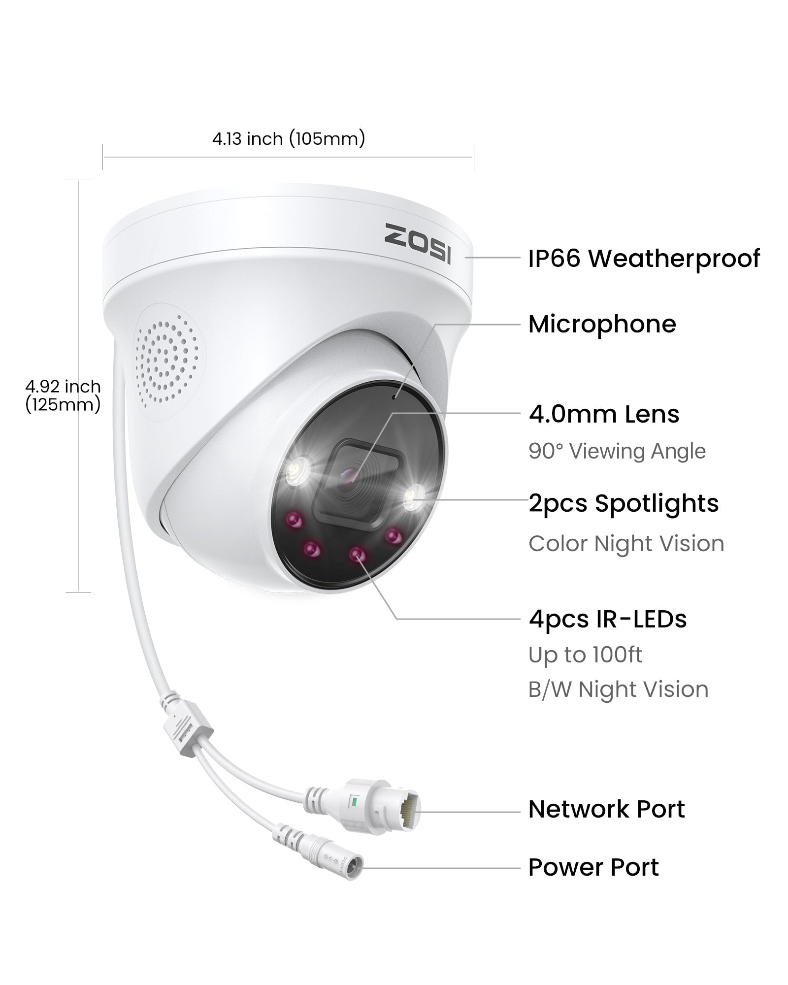 C225 32 Channel 4K PoE Security Camera System for Business + Up To 16TB HDD Zosi