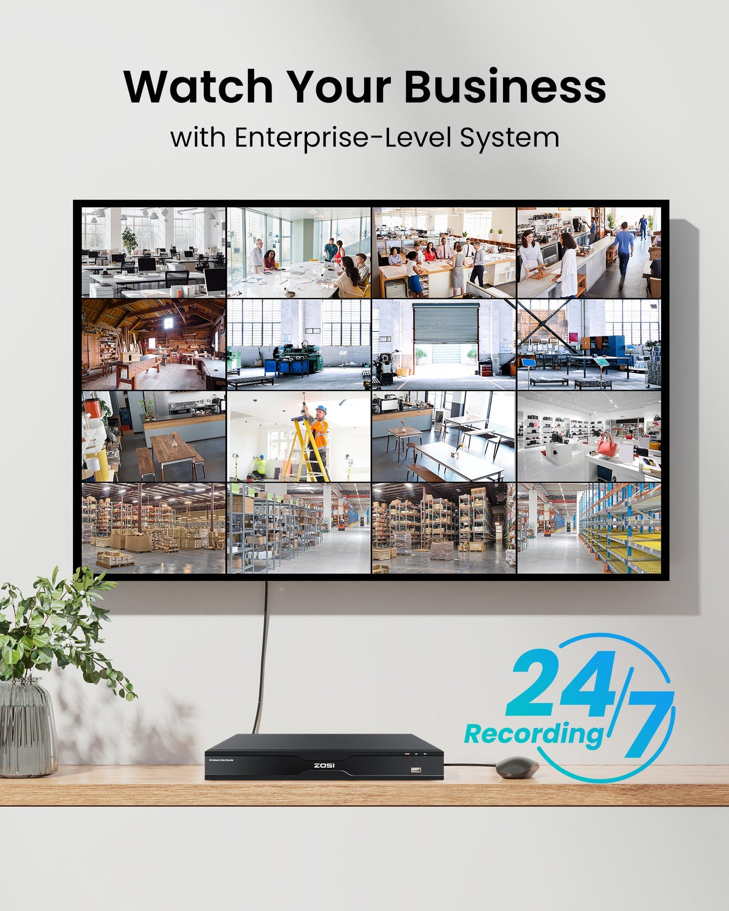 C296B 32 Channel 4K PT PoE Security Camera System for Business +Up To 16TB HDD Zosi
