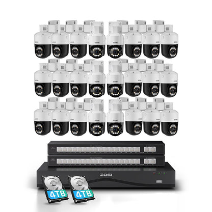 C296B 32 Channel 4K PT PoE Security Camera System for Business +Up To 16TB HDD Zosi