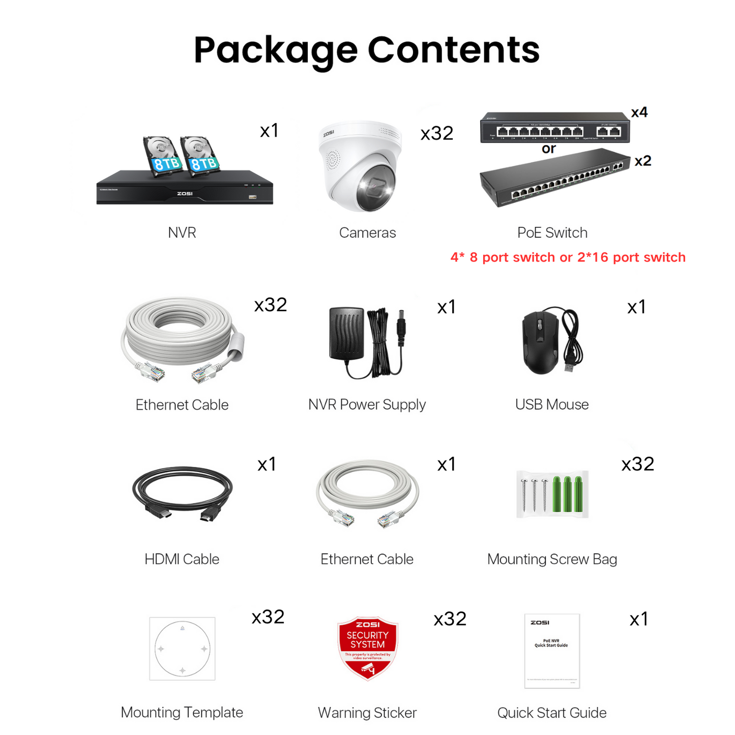 C225 32 Channel 4K PoE Security Camera System for Business + Up To 16TB HDD