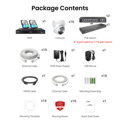 C225 32 Channel 4K PoE Security Camera System for Business + Up To 16TB HDD