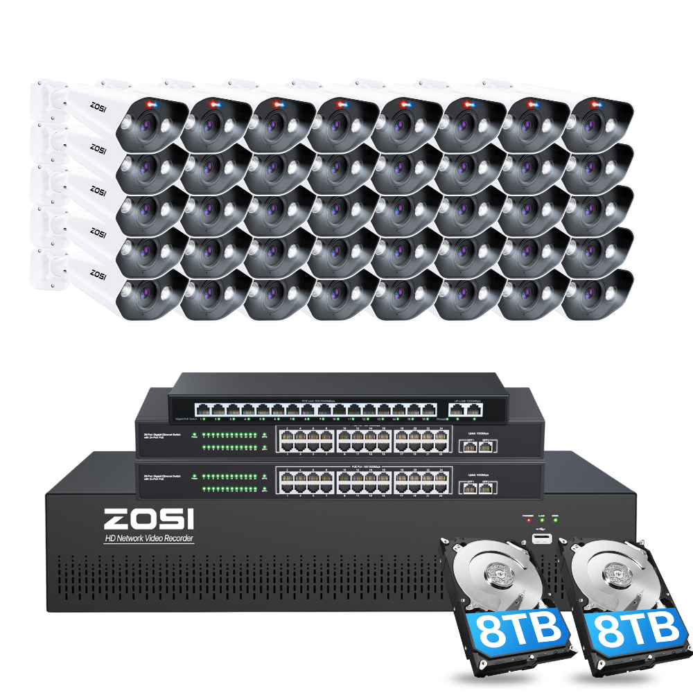 C182 64 Channel 4K PoE Security Camera System for Business + Include 16TB HDD