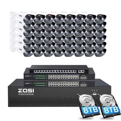 C182 64 Channel 4K PoE Security Camera System for Business + Include 16TB HDD