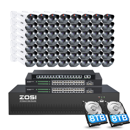 C182 64 Channel 4K PoE Security Camera System for Business + Include 16TB HDD