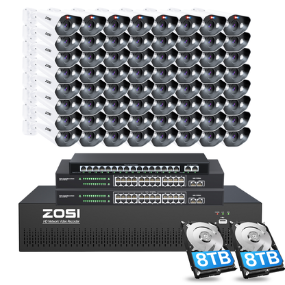 C182 64 Channel 4K PoE Security Camera System for Business + Include 16TB HDD