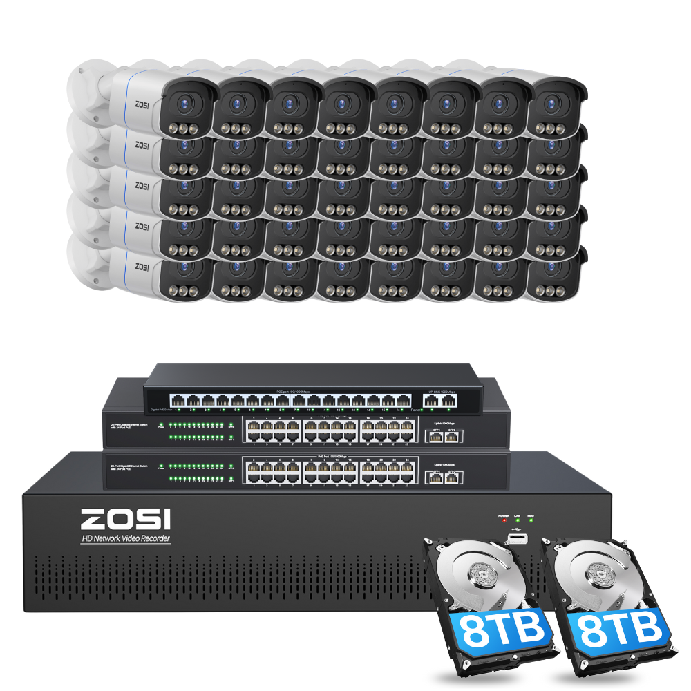 C186A 64 Channel 4K PoE Security Camera System for Business + Include 16TB HDD