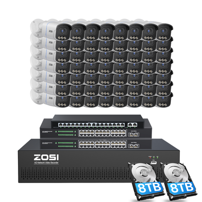 C186A 64 Channel 4K PoE Security Camera System for Business + Include 16TB HDD