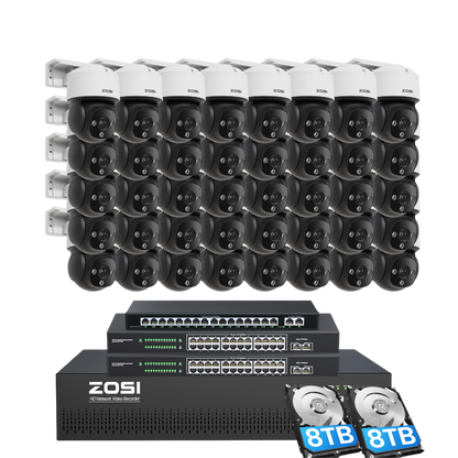 C290 64 Channel PT 4K PoE Security Camera System for Business + Include 16TB HDD