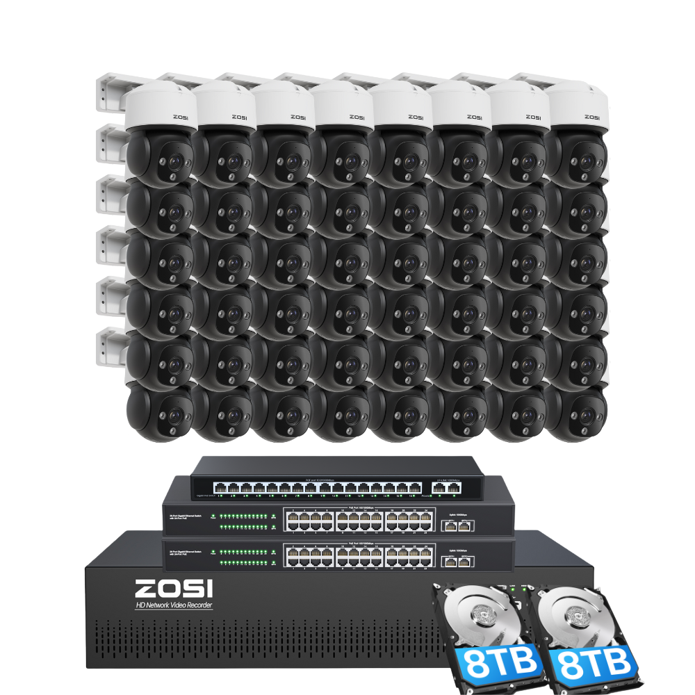 C290 64 Channel PT 4K PoE Security Camera System for Business + Include 16TB HDD