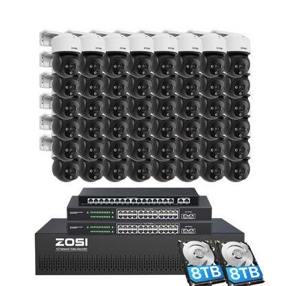 C290 64 Channel PT 4K PoE Security Camera System for Business + Include 16TB HDD