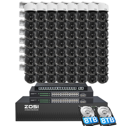 C290 64 Channel PT 4K PoE Security Camera System for Business + Include 16TB HDD