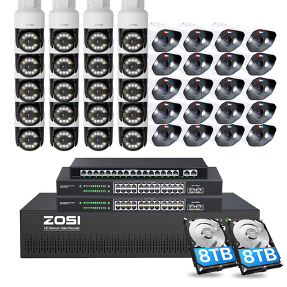 C296/C182 64 Channel PTZ 4K PoE Security Camera System for Business + Include 16TB HDD