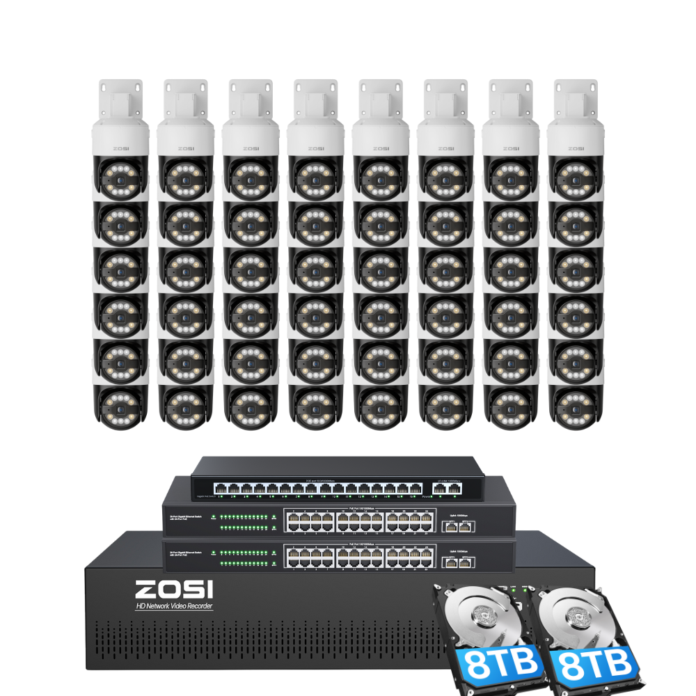 C296 64 Channel PTZ 4K PoE Security Camera System for Business + Include 16TB HDD