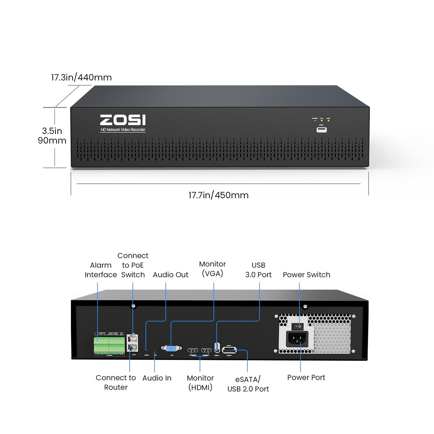C296/C225 64 Channel PTZ 4K PoE Security Camera System for Business + Include 16TB HDD