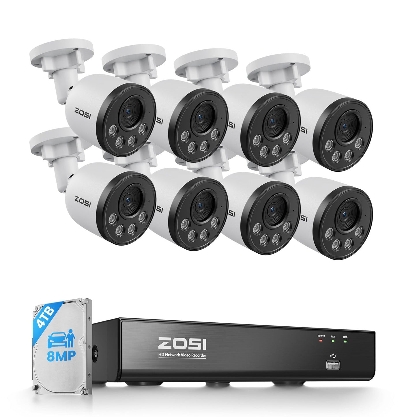 C180 4K 8CH Security Camera System with One-Way Audio + 2TB HDD
