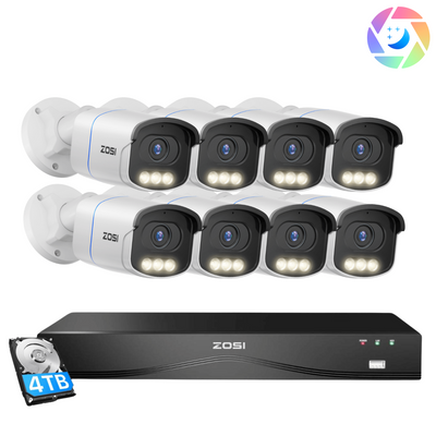 C186A 4K 32-Camera Capable PoE Security System with True Color Night + 4TB Hard Drive