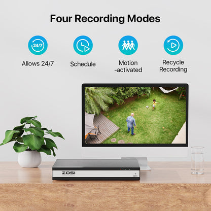 C182/C225 5MP 8-Cam Security System + 4K 16CH PoE NVR + 4TB Hard Drive Zosi